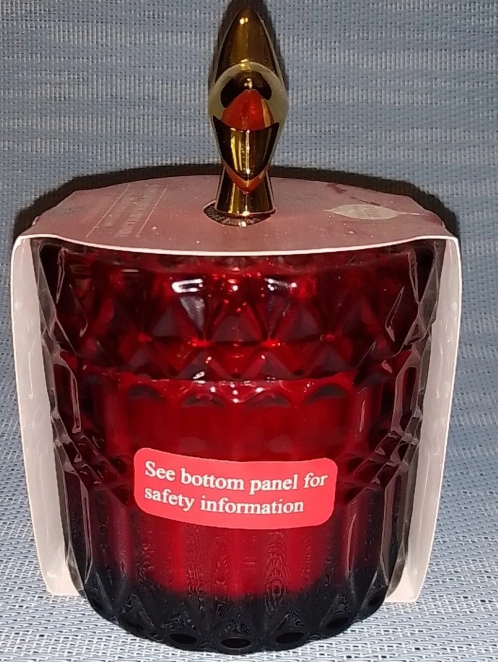 Berry, Caramel Scented Red Glass Jar Candle with Gold Star Topper